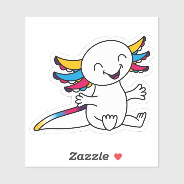 Adesivo Me abraça! Axolotl em cores de Orgulho Polimortal (Folha)