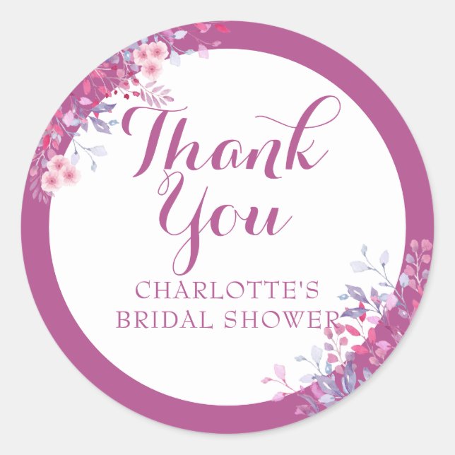 Adesivo Meadow Floral Chá de panela Favor Obrigado (Frente)