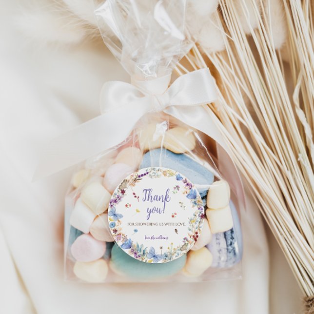 Adesivo Meadow Flowers Chá de fraldas obrigado você (Criador carregado)