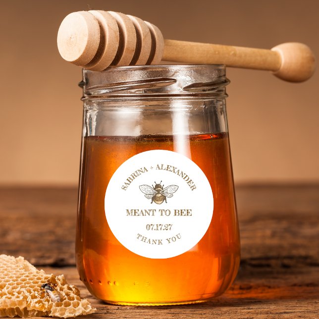 Adesivo Meant To Bee Honey Jar Wedding Favor Labels (Criador carregado)
