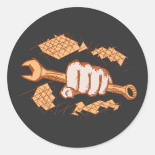 Adesivo Mecânico/técnico. Parafuso Wrench em Mão/Punho