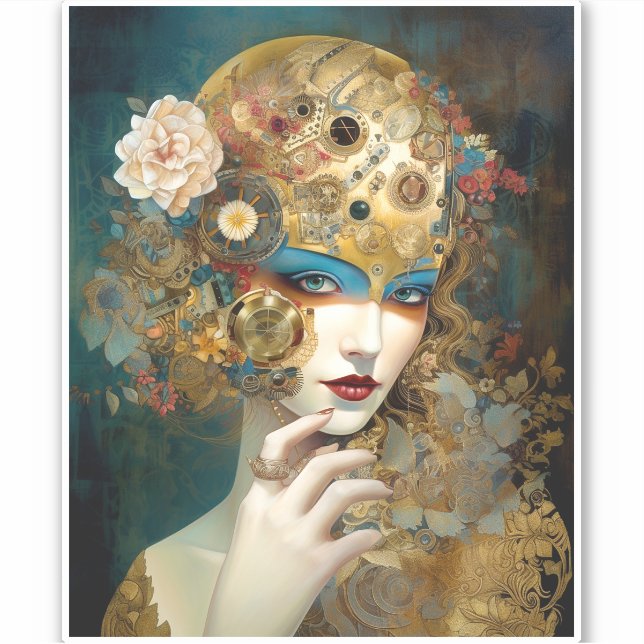 Adesivo Mechanical Lady Robotic Fantasy Sci-Fi (Frente)