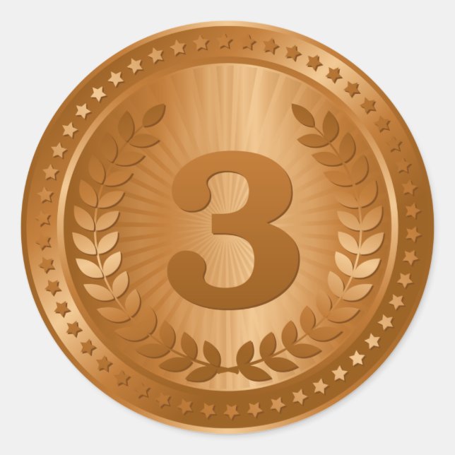 Adesivo Medalha de bronze 3º lugar vencedor (Frente)