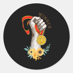 Adesivo Medalha De Ouro Engraçada Para A Equipe De Vencedo