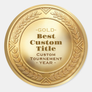 Adesivo Medalha de Ouro Realista 3D Personalizável e Premi