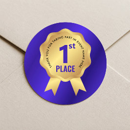 Adesivo Medalha de Primeiro Lugar Prêmio Evento Azul e Dou