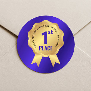 Adesivo Medalha de Primeiro Lugar Prêmio Evento Azul e Dou