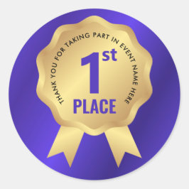 Adesivo Medalha de Primeiro Lugar Prêmio Evento Azul e Dou