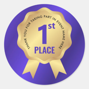 Adesivo Medalha de Primeiro Lugar Prêmio Evento Azul e Dou