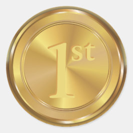 Adesivo Medalha Dourada Clássica Personalizável.