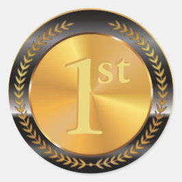 Adesivo Medalha Dourada Clássica Personalizável.