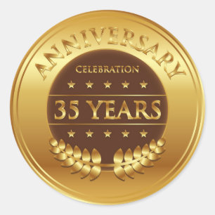 Adesivo Medalha Dourada de 35 anos