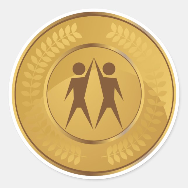 Adesivo Medalha Dourado dos trabalhos em equipe (Frente)