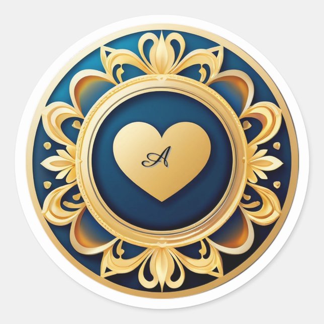 Adesivo Medalhão de Coração de Ouro (Frente)