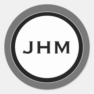 Adesivo Medalhão de Monogramas Preto e Branco da cinza com