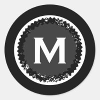Medalhão Moderno Monograma Preto e Branco