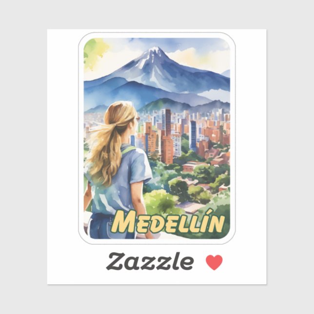 Adesivo Medellin Colombia Watercolor (Folha)
