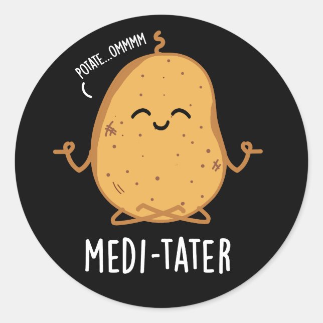 Adesivo Medi-tater Engraçado Meditando Batata Negra BG (Frente)