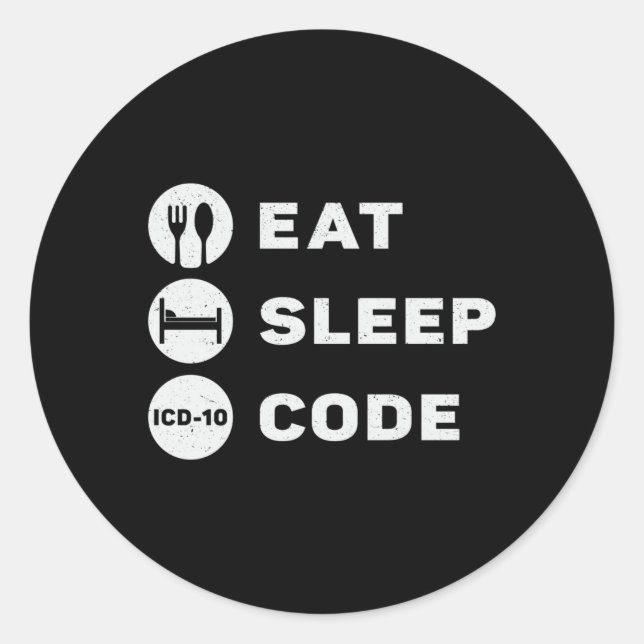 Adesivo Medical Coder Eat Sleep Code Coding ICD Programmer (Frente)