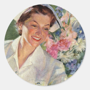 Adesivo Medicina Antiga, Enfermeira Feliz em Uniforme