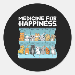 Adesivo Medicina Para Felicidade Gato Presente Para Homens