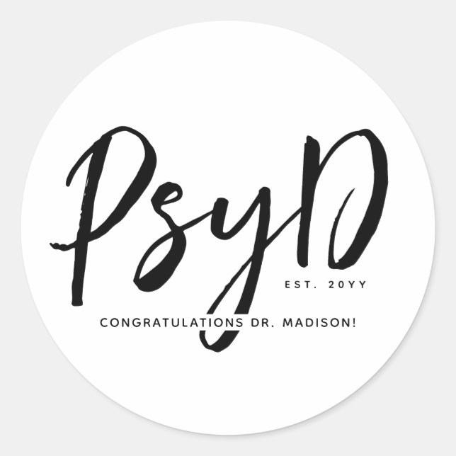 Adesivo Médico de PsyD Personalizado (Frente)