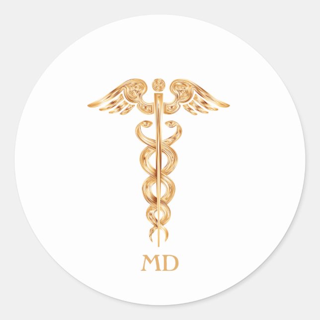 Adesivo Médico Dourado Caduceu (Frente)
