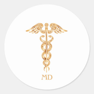 Adesivo Médico Dourado Caduceu