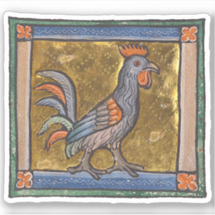 Adesivo Medieval Bestiary Rooster c. 1270