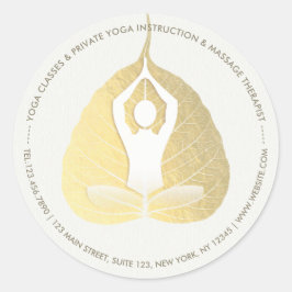 Adesivo Meditação de Instrutor Yoga Studio Pose Bodhi Leaf