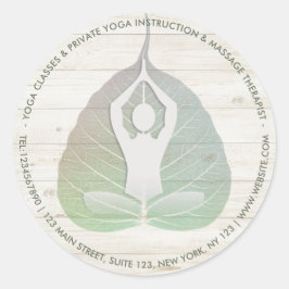 Adesivo Meditação de Instrutor Yoga Studio Pose Bodhi Leaf