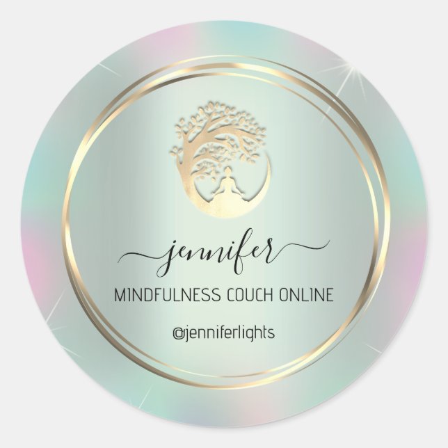 Adesivo Meditação de Yoga Terapista Couch Hológrafo Mint (Frente)