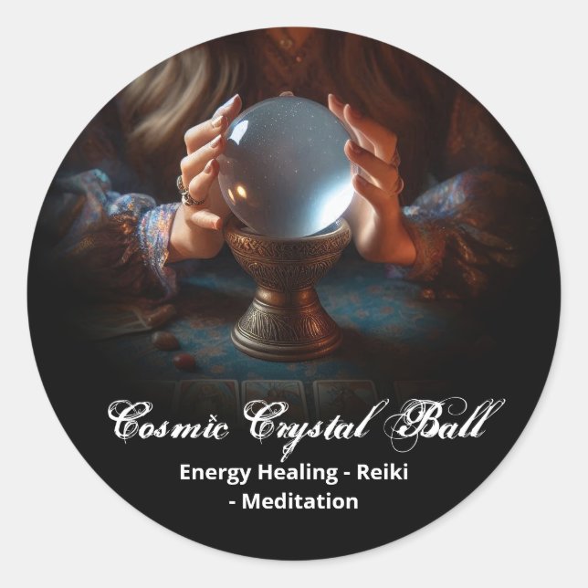 Adesivo Meditação Energy Reiki Yoga de bola de cristal neg (Frente)