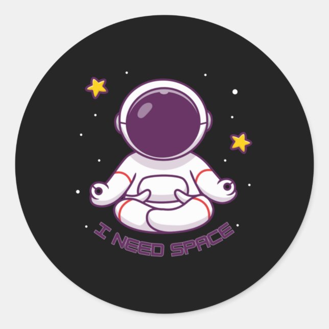 Adesivo Meditação Engraçada Do Astronauta Preciso De Espaç (Frente)