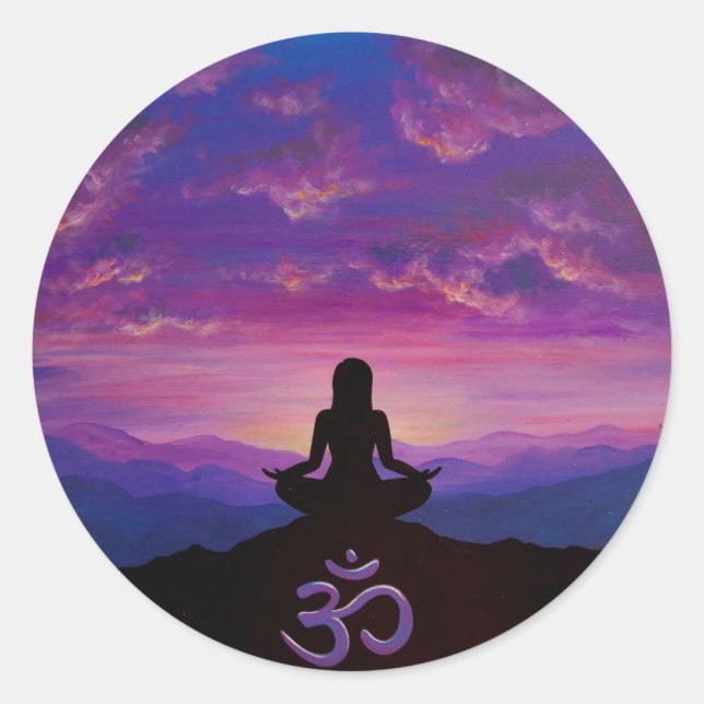 Adesivo Meditação Montanha Sunset Sticker Roxo (Frente)