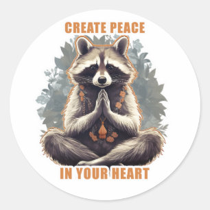Adesivo Meditação Raccoon Yoga Cria paz no seu coração