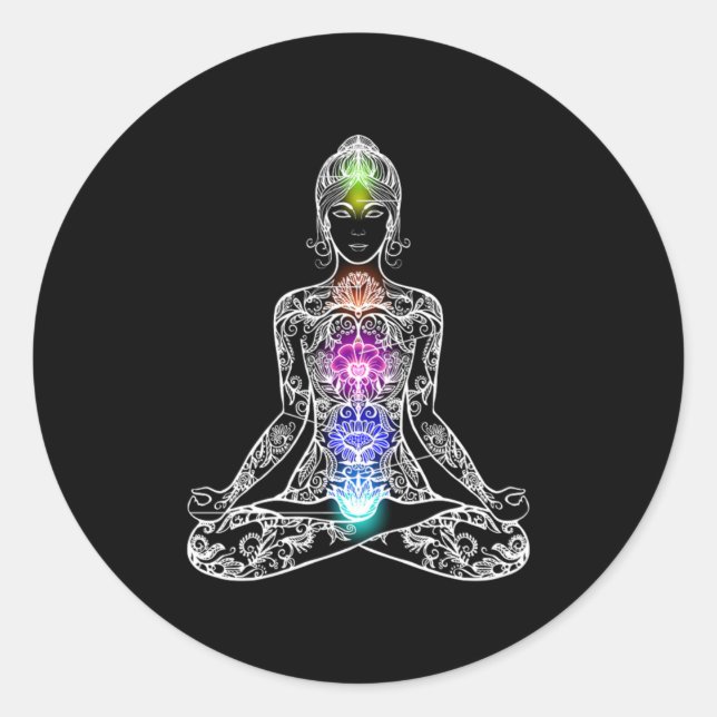 Adesivo Meditação Yoga Asana Budismo Chakra Gi Espiritual (Frente)