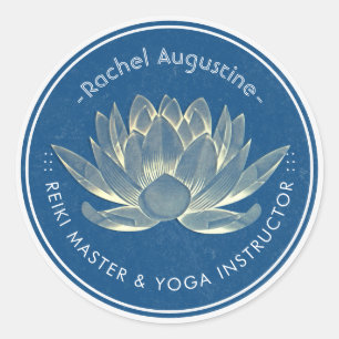 Adesivo Meditação YOGA Reiki Instrutor Blue & Dourado Lotu