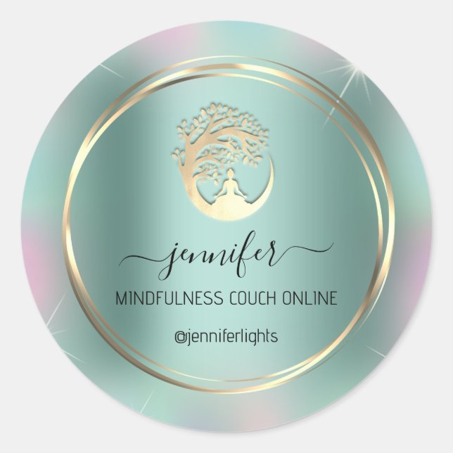 Adesivo Meditação Yoga Terapista Couche Mint Green (Frente)