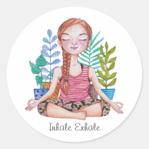 Adesivo Meditando Garota Com Plantas