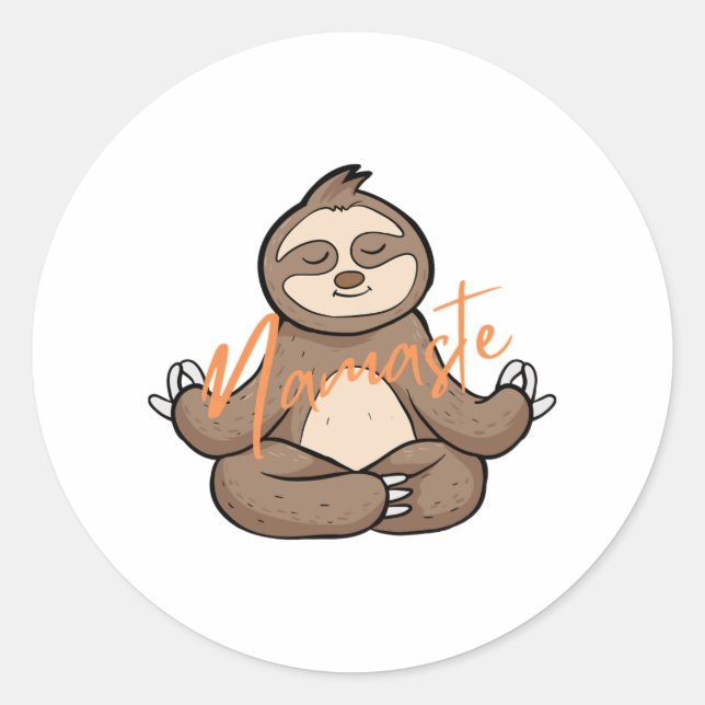 Adesivo Meditando Yoga Sloth - Namaste (Frente)