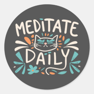 Adesivo Meditar Gato Diário