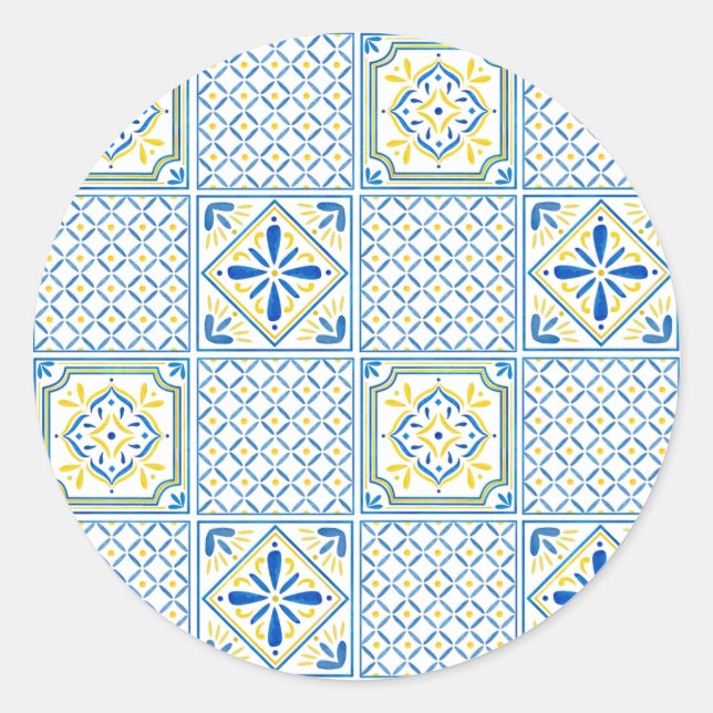Adesivo Mediterranean Italian Tile Decorative Pattern (Frente)