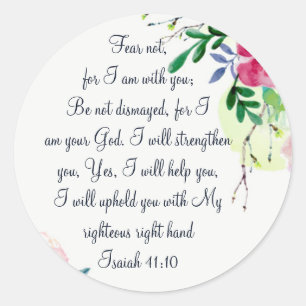 Adesivo Medo Não, Escritura Isaiah Arte Floral De Aquarela