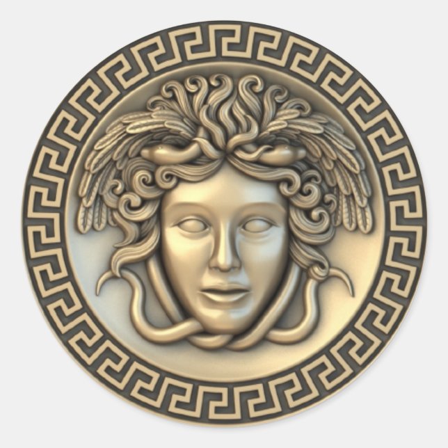 Adesivo Medusa Dourada 3D Górgona (Frente)