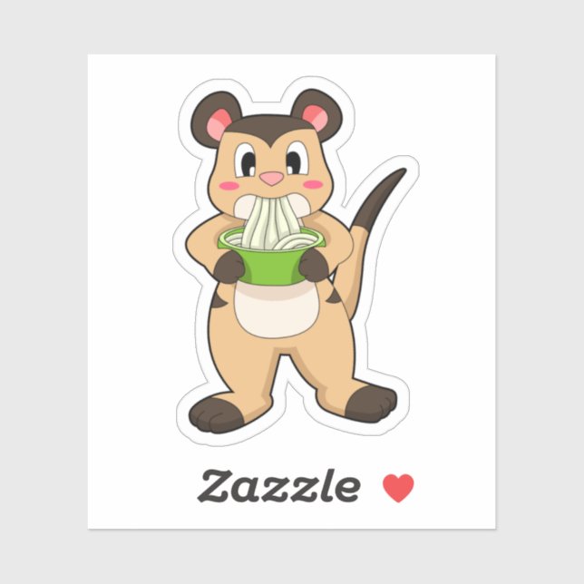 Adesivo Meerkat com Ramen (Folha)