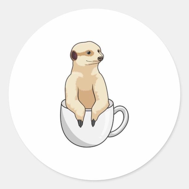 Adesivo Meerkat com Taça de Café (Frente)