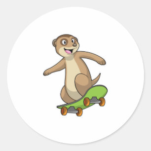 Adesivo Meerkat como skater com skate