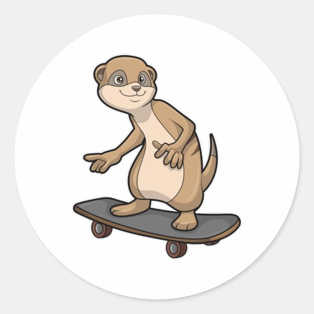 Adesivo Meerkat como skater com skate (Frente)