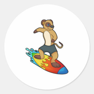 Adesivo Meerkat como Surfer com Surfboard